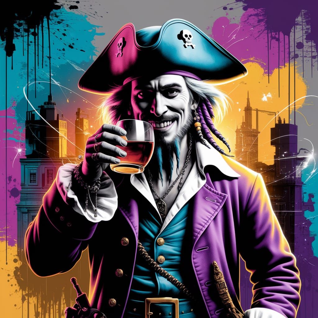 Captain Jack Graffiti Mural in Polychromatic Style