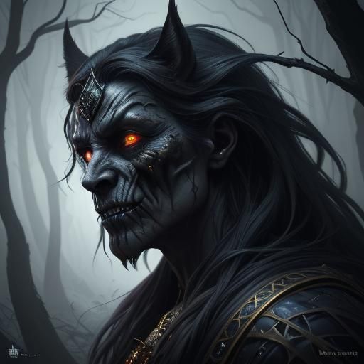 Fearsome Halloween Creature Roaring in Mystical Forest