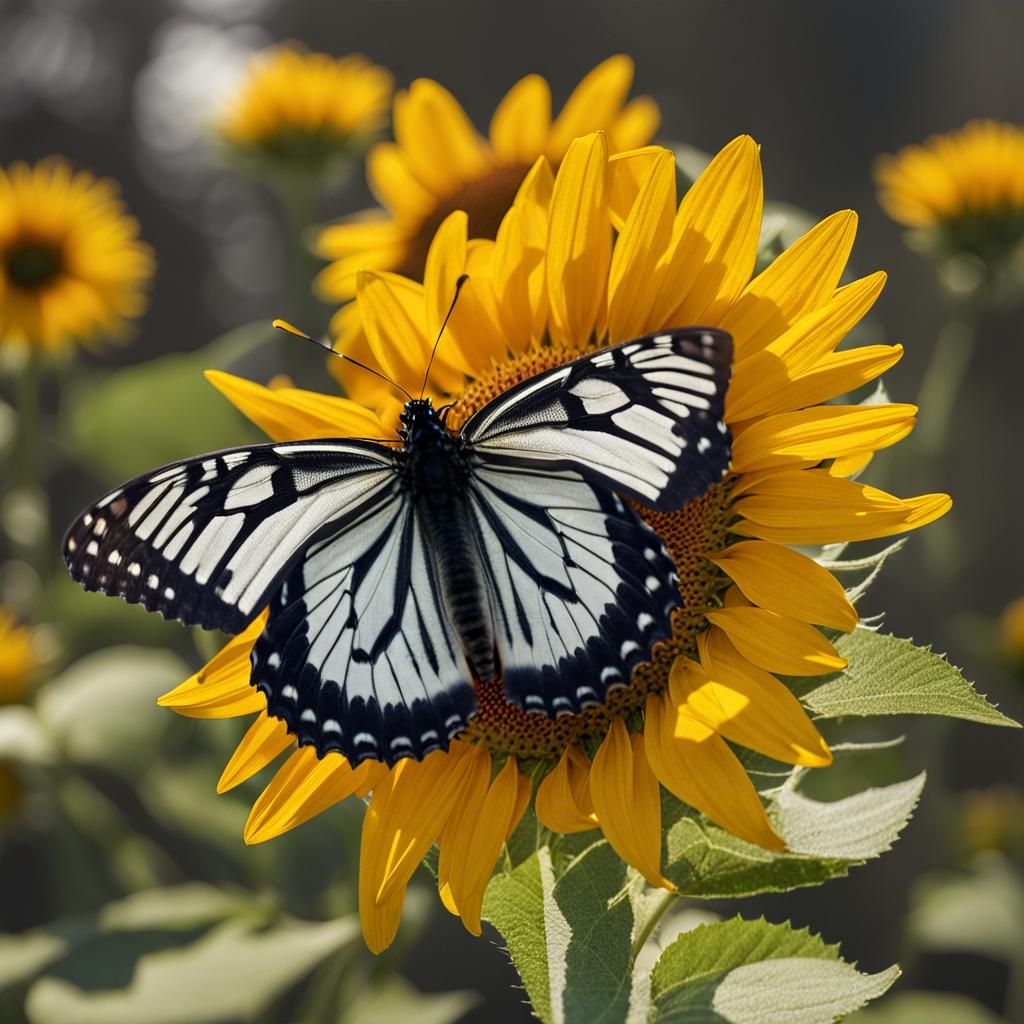 Whimsical Sunflower Butterfly Hybrid Creature