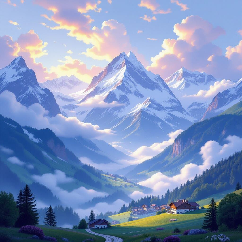 Surreal Alps Floating Above Swiss Landscape