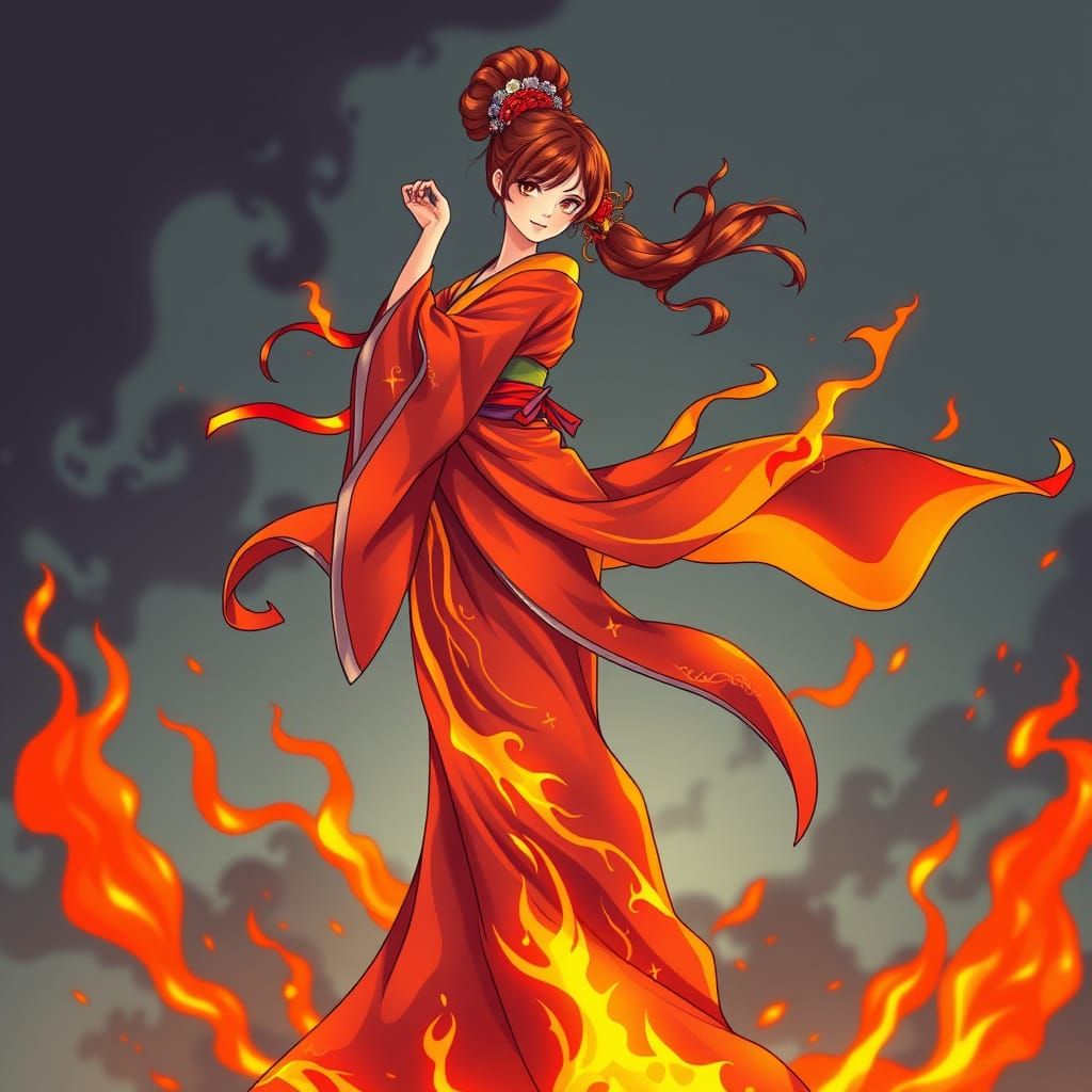 Fire Princess in Vibrant Anime Key Visual Style
