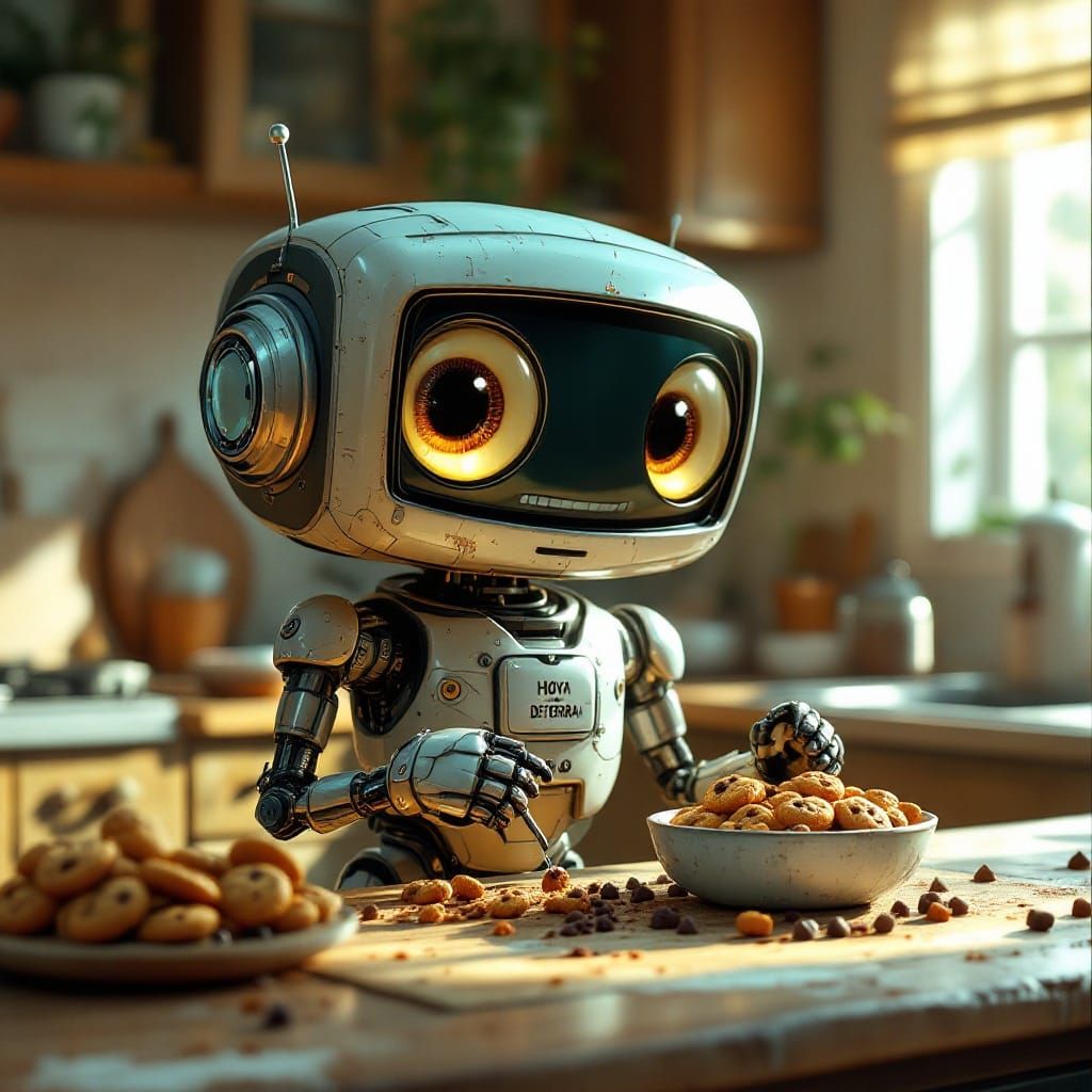 Chibi TV-Head Robot Baking Cookies