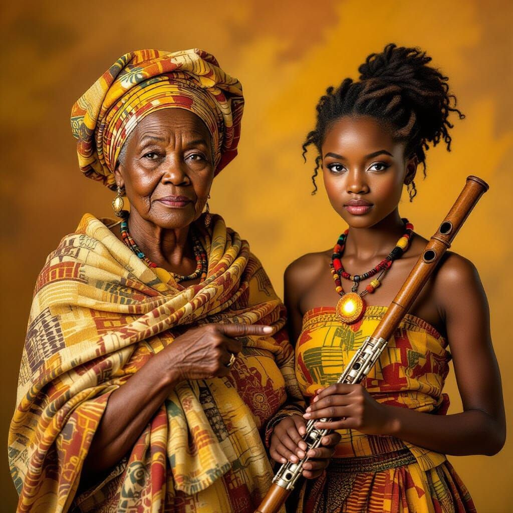 Earthy African Women with Glowing Ember in Portrait