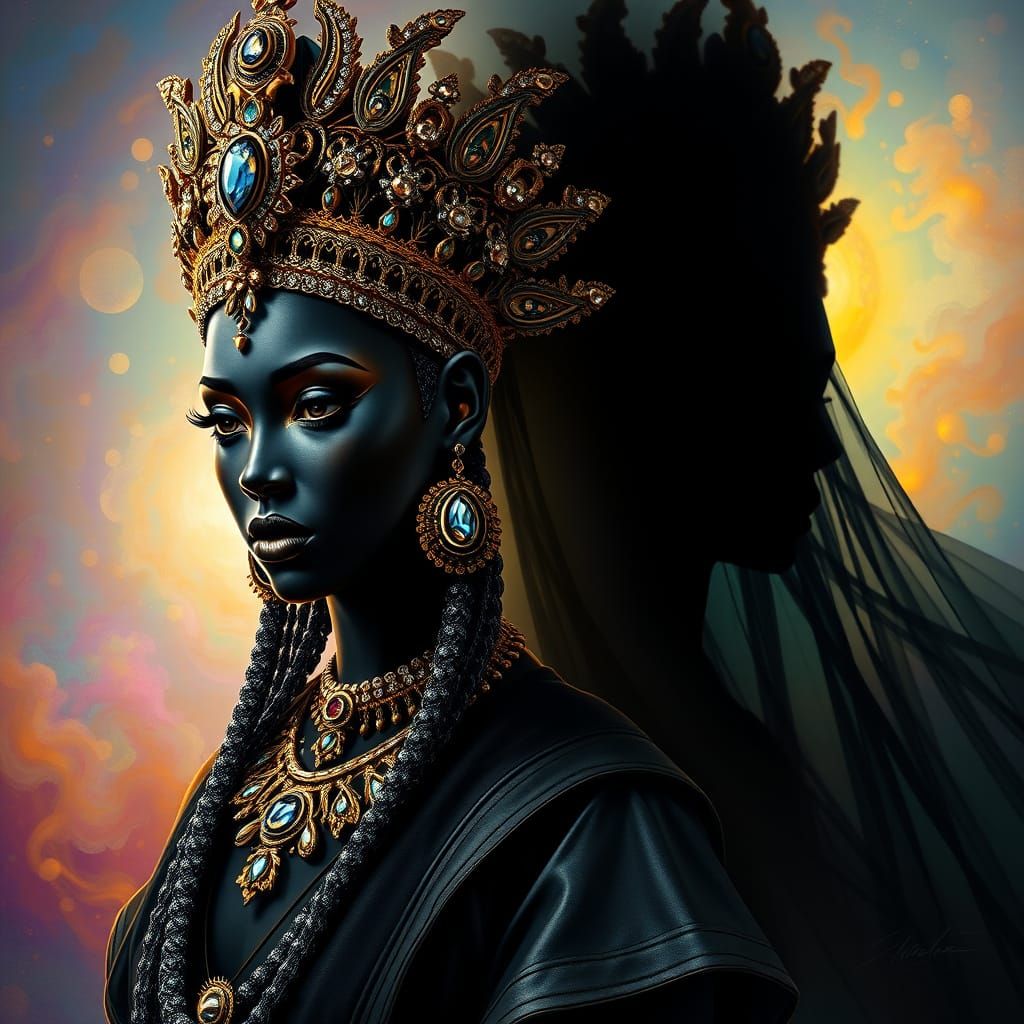 Surreal Hyperrealistic Goddess with Shadow Twin