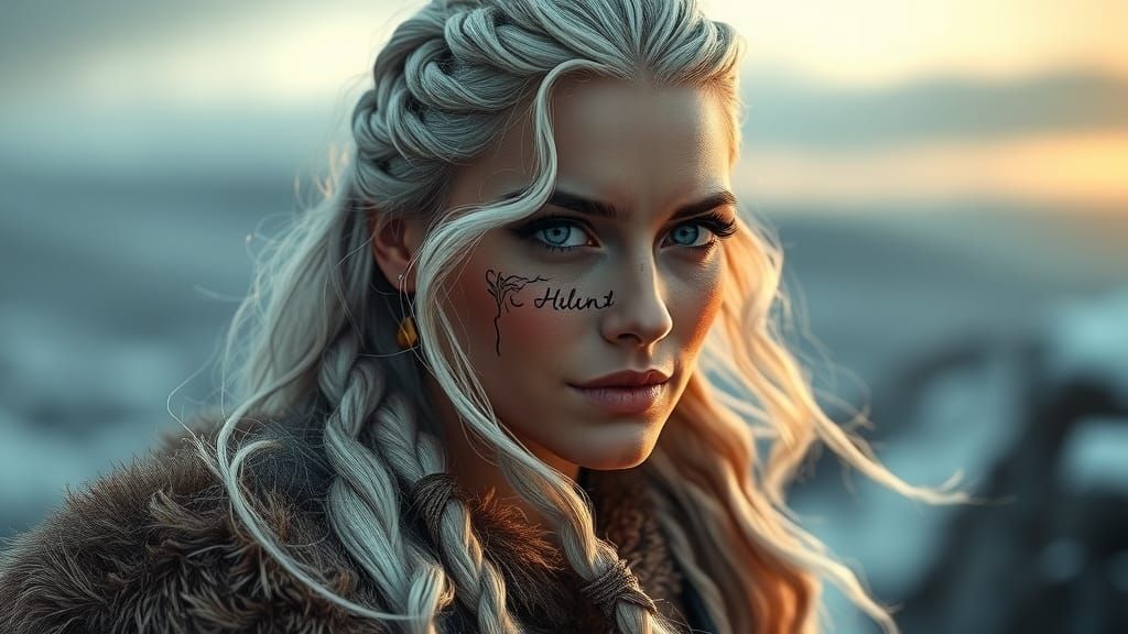 Viking Warrior on Windswept Cliff