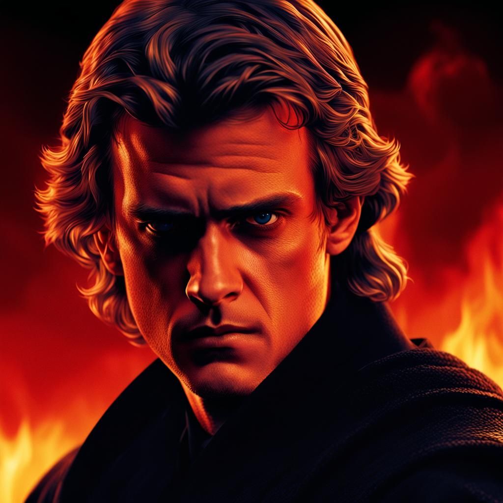 Anakin Skywalker's Angry Face with Red Glow