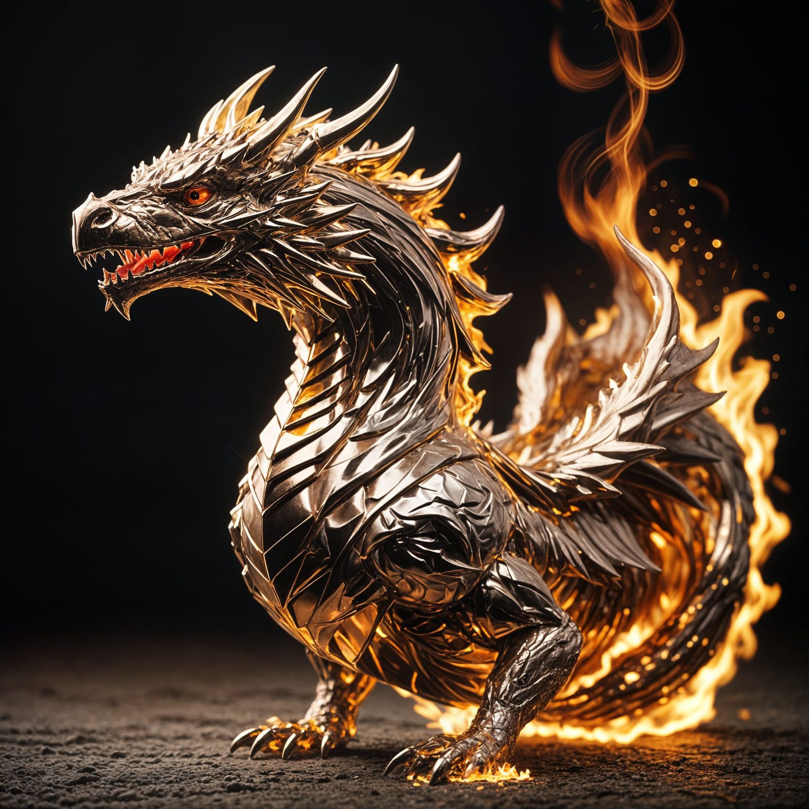 Golden Fire Dragon with Volumetric Lighting