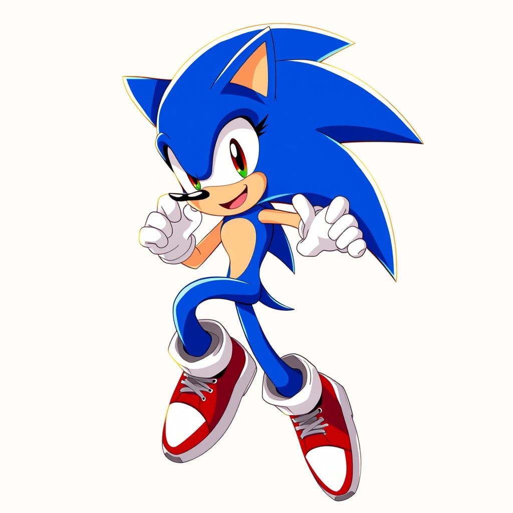 Vibrant Blue Hedgehog in Dynamic Manga-Style Pose
