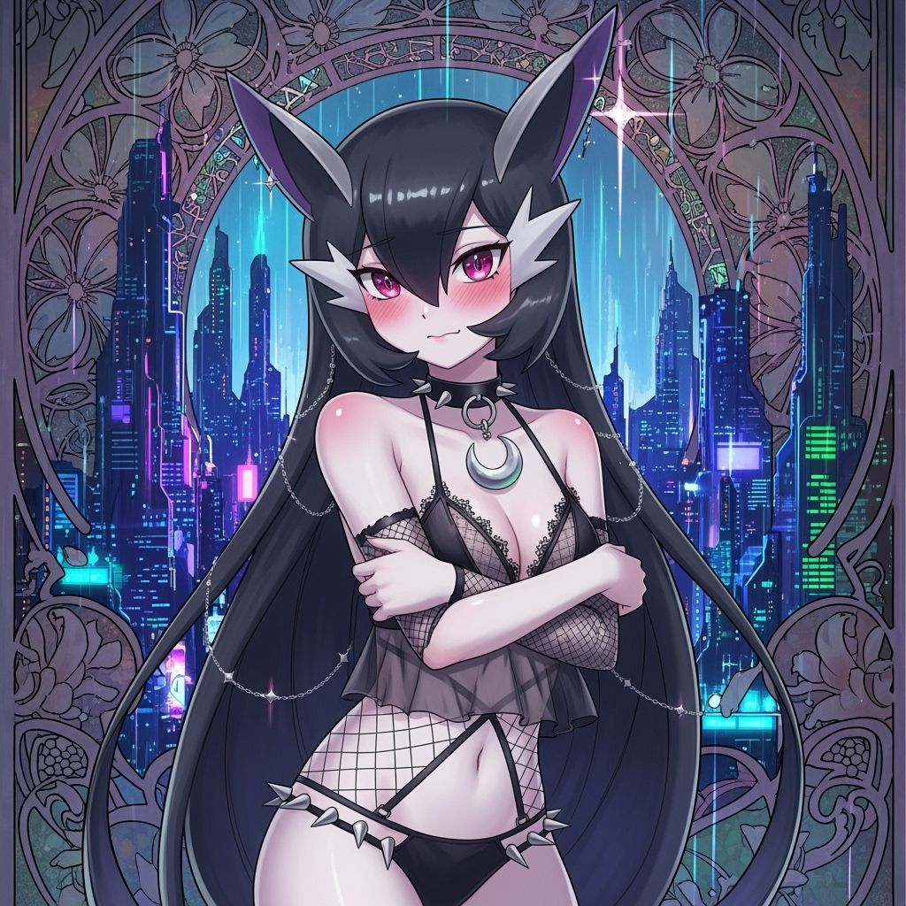 Goth Gardevoir in Art Nouveau Sci-Fi Fusion