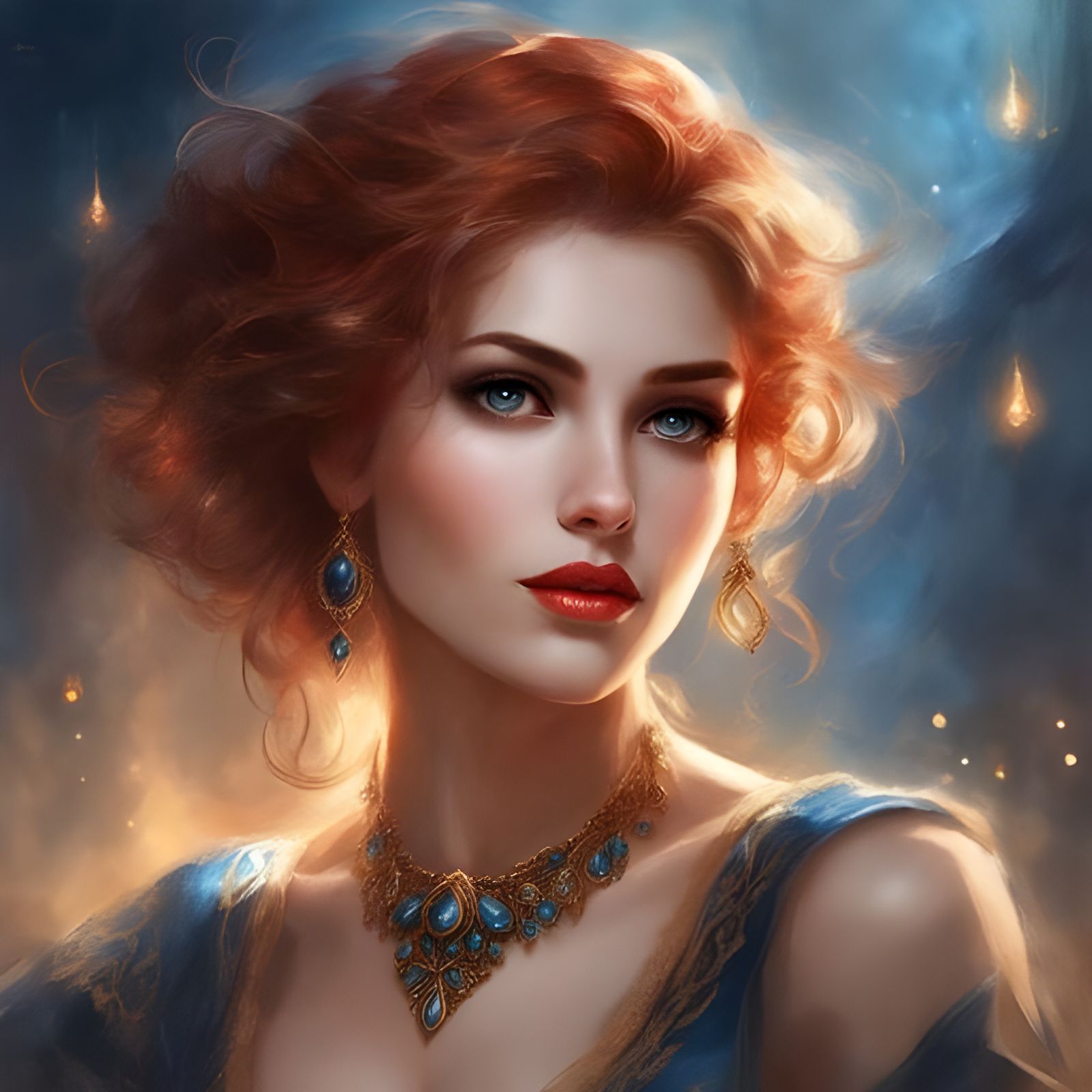 Beautiful Syrian Woman in Dark Lace, Royo Style