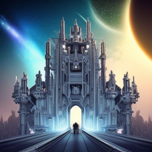 Futuristic Gothic Castle on Alien Planet