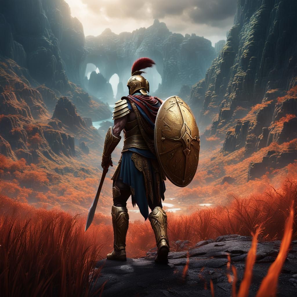 Detailed Spartan Matte Painting in Deep Color