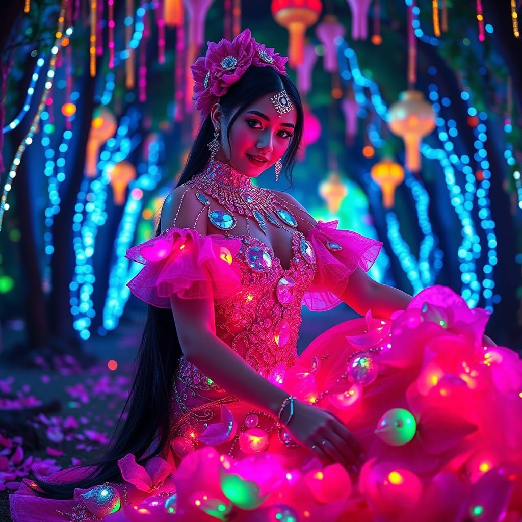 Flamenco Dancer at a Global Festival of Lights