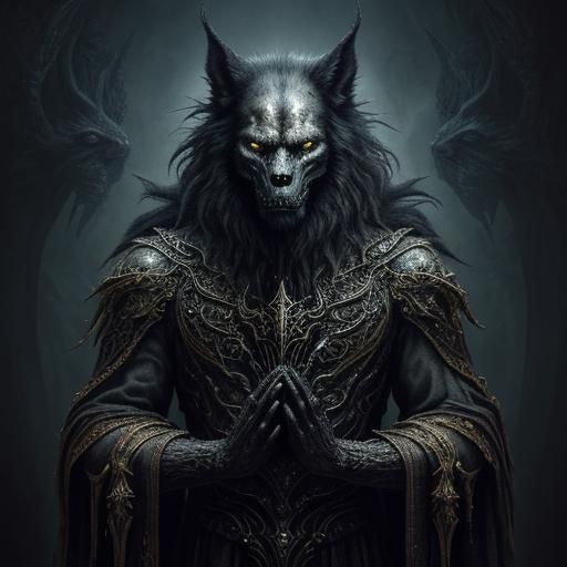 Werewolf Transformation in Dark Fractal Style