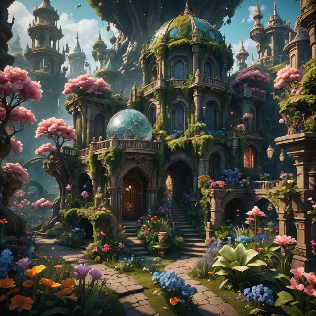 Fantastical Aetherial Gardens: Detailed Matte Painting