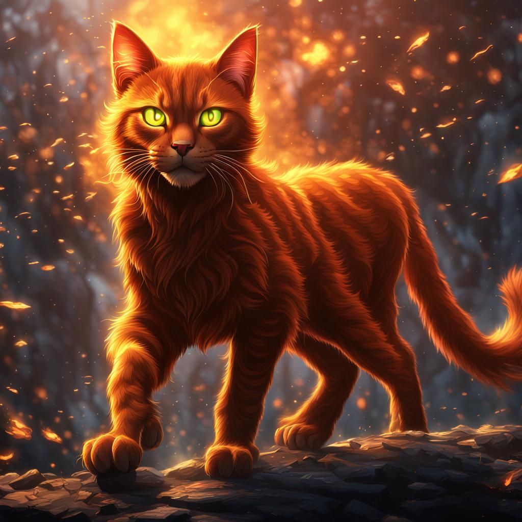 Firestar Warrior Cat in Detailed Matte Painting