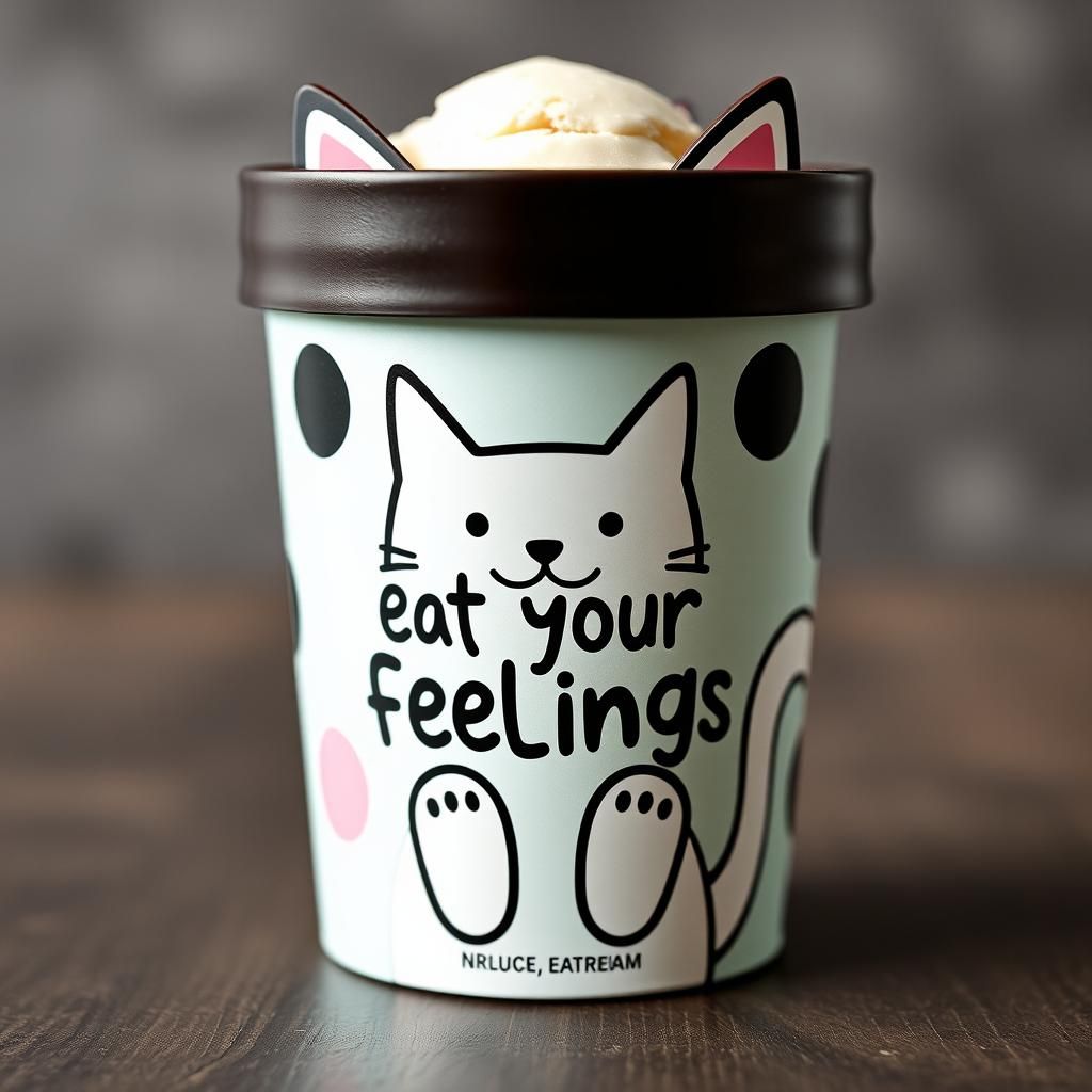 Eat Your Feelings Ice Cream with Cat Packaging