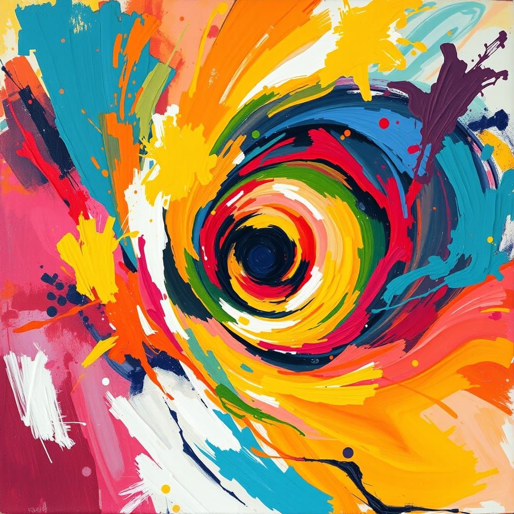 Vibrant Abstract Expressionist Artwork in Swirling Colors