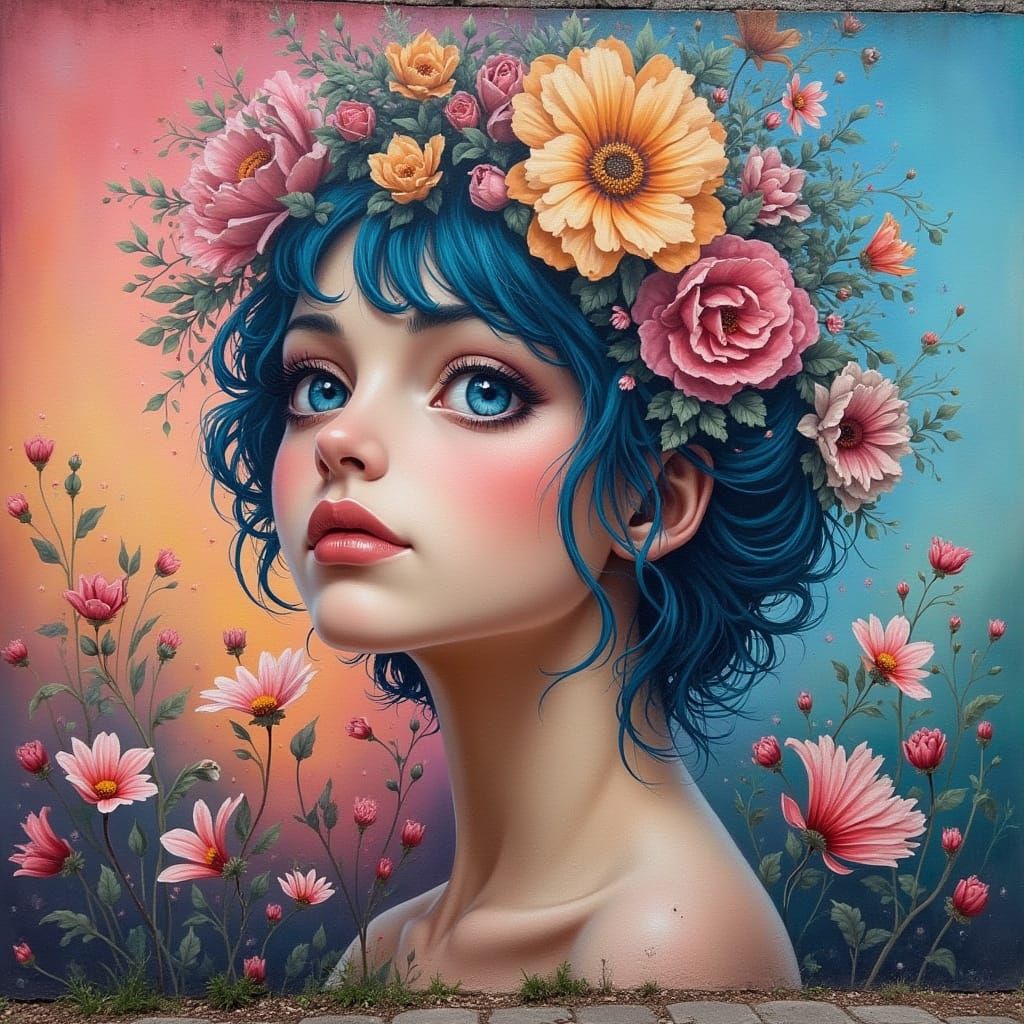 Vibrant Airbrushed Mural of a Fantasy Scene