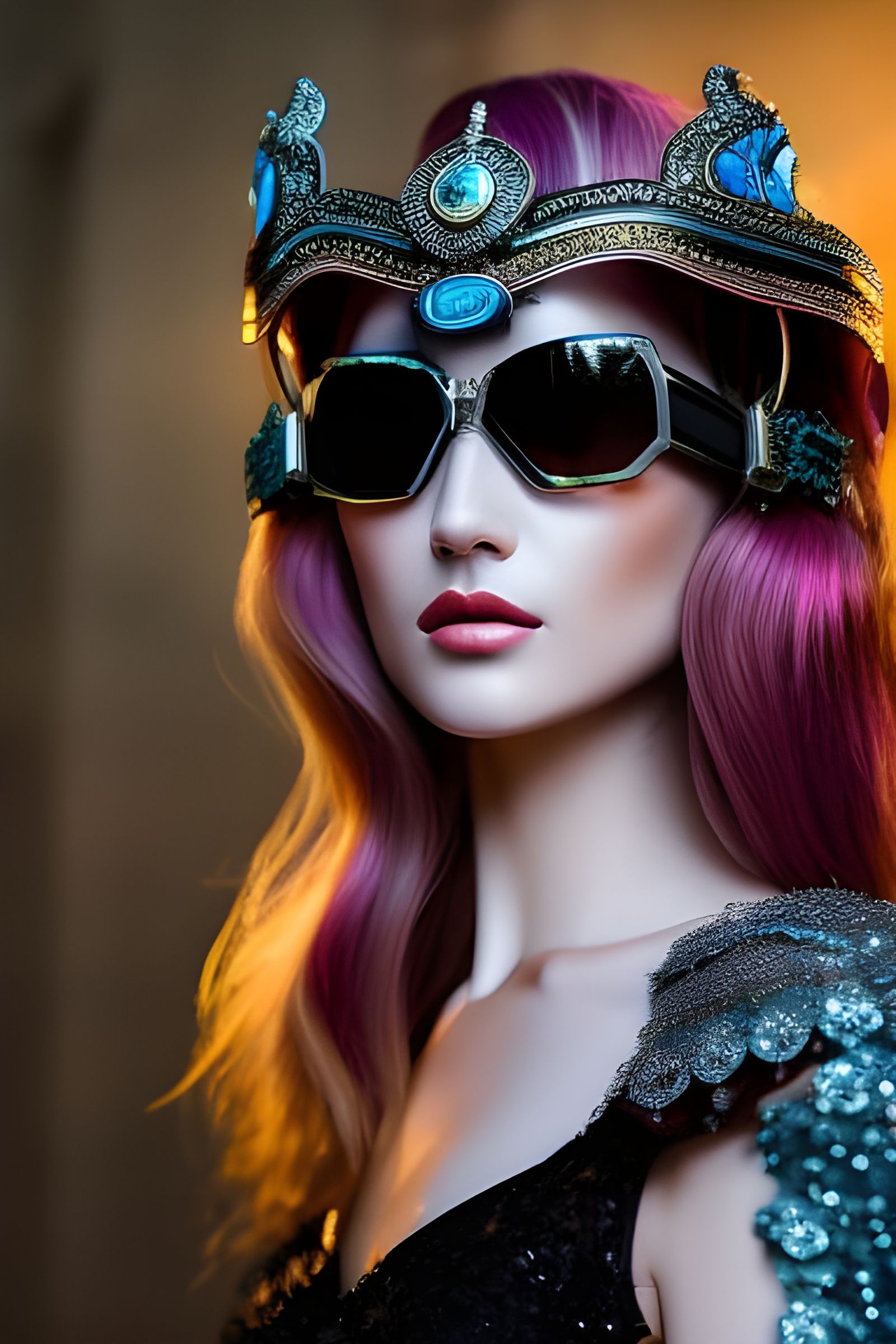 Futuristic Fashion Model in Astral Tuxedo