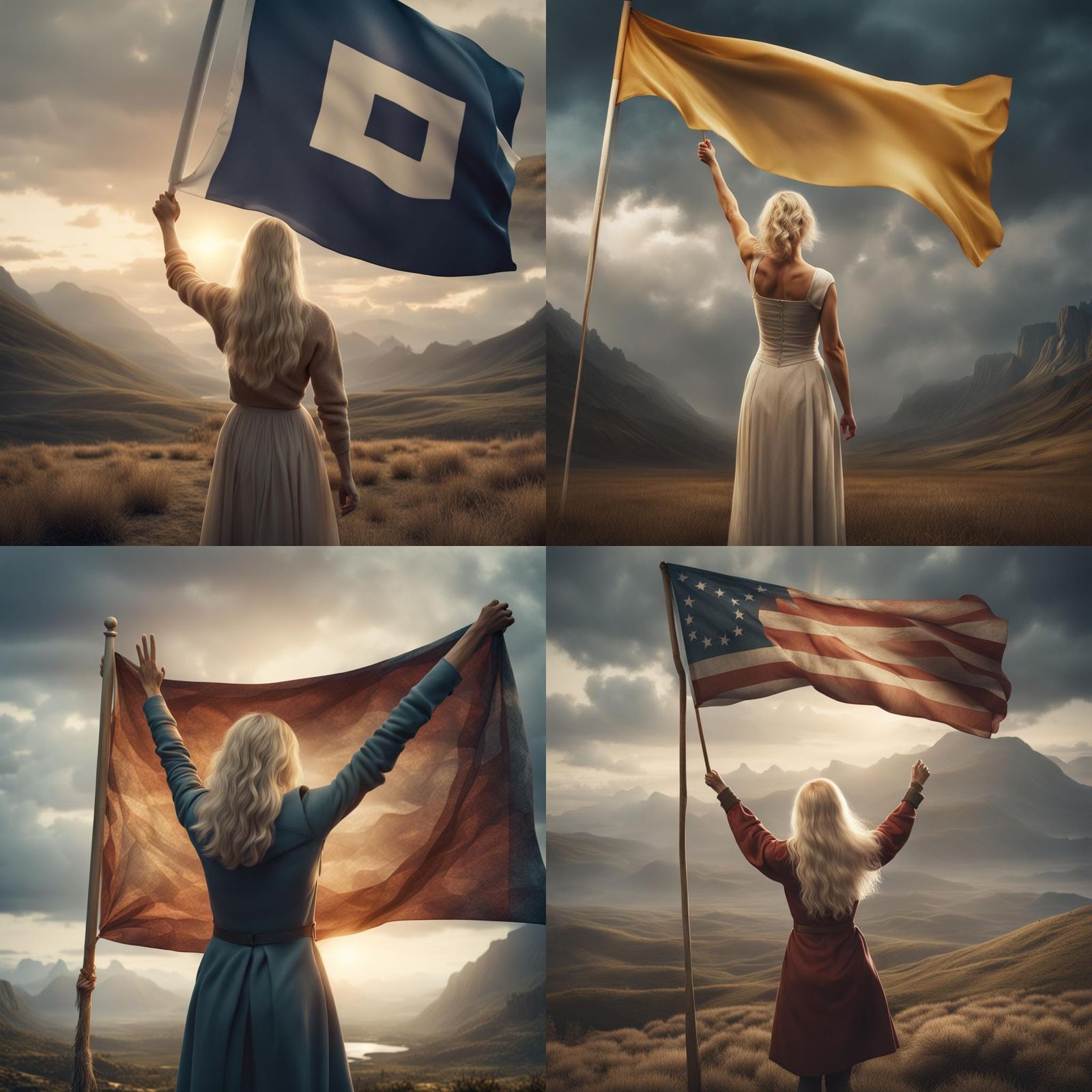 Woman Waving FB FAMILY Flag: Digital Matte Painting