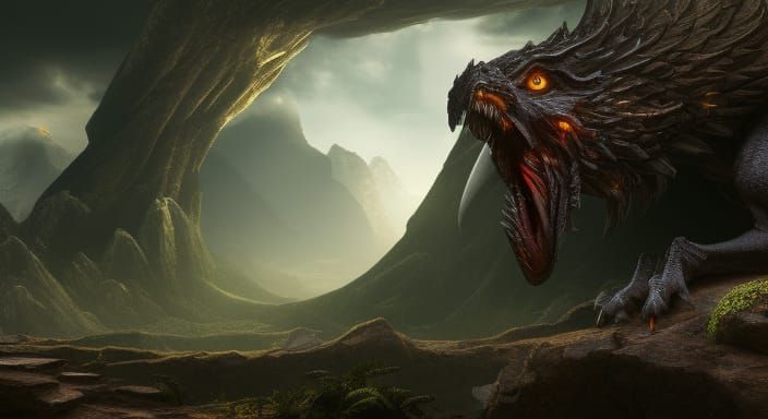 Majestic Dragon in Wilderness: Epic 3D Game Graphics