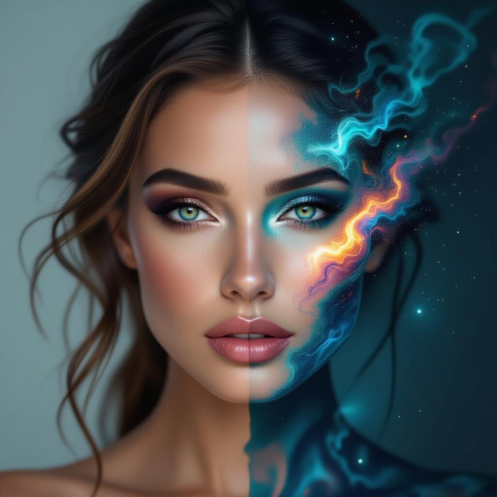 Surreal Portrait: Half Reality, Half Abstract Dream