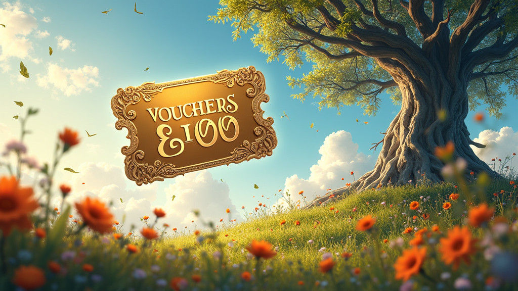 Golden Gift Voucher in a Lush Meadow