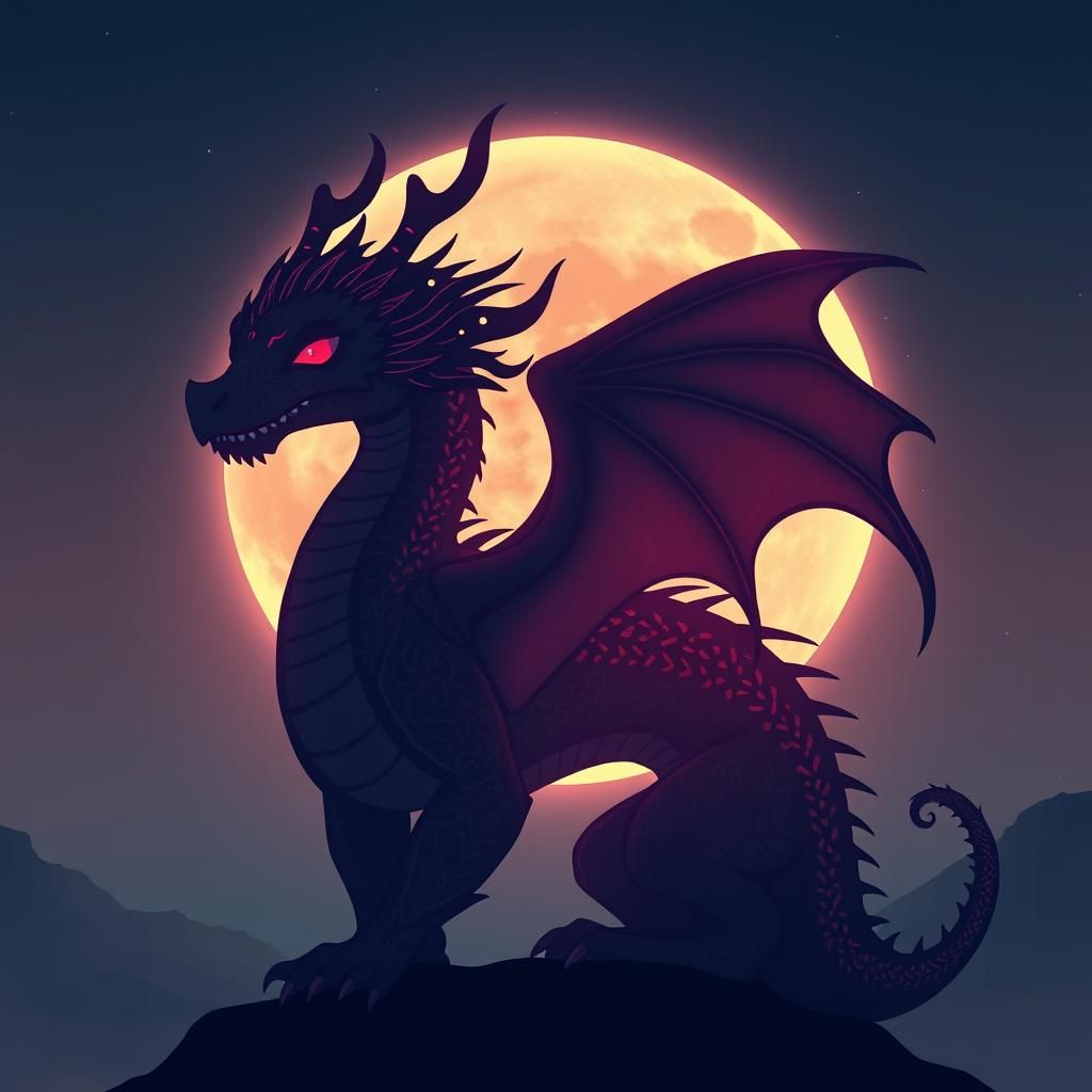 Dragon Silhouette Vaporwave Fantasy Concept Art