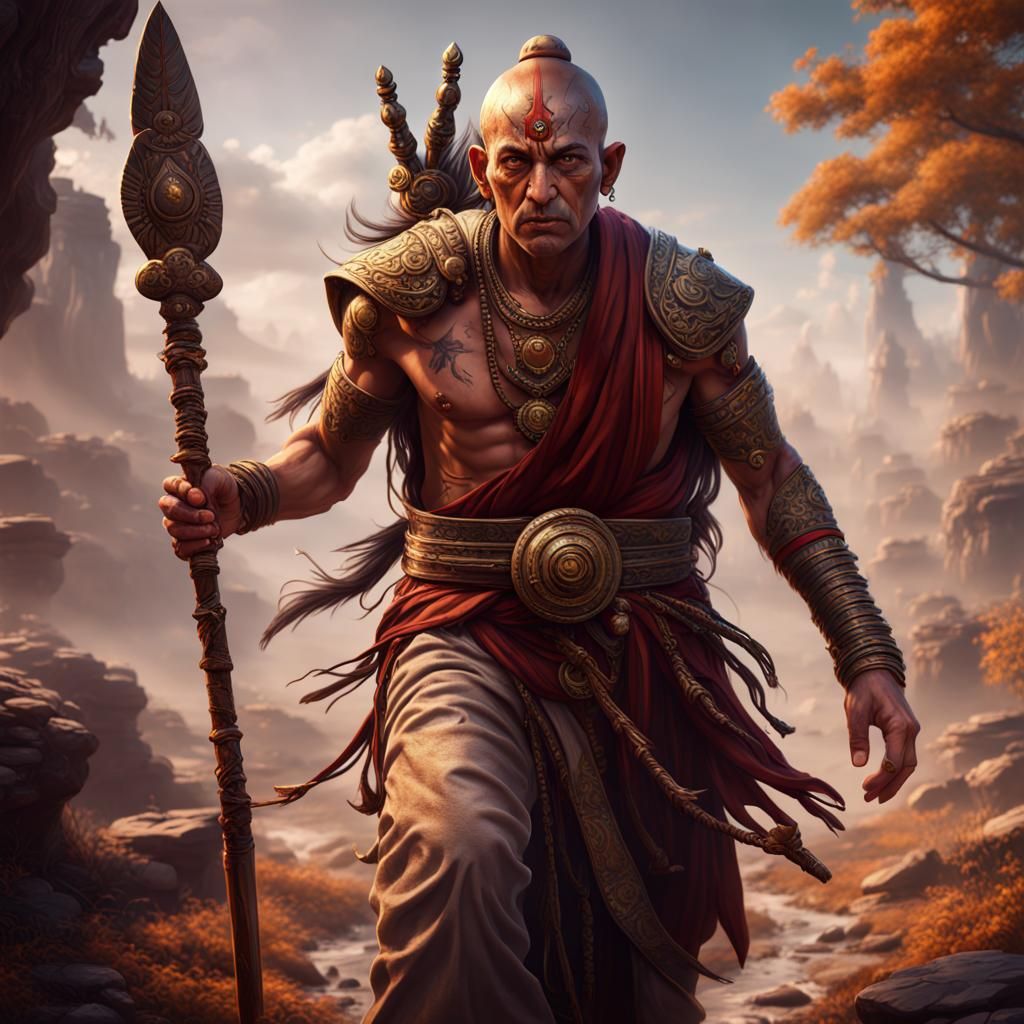 Detailed Warrior Monk Fantasy Concept Art