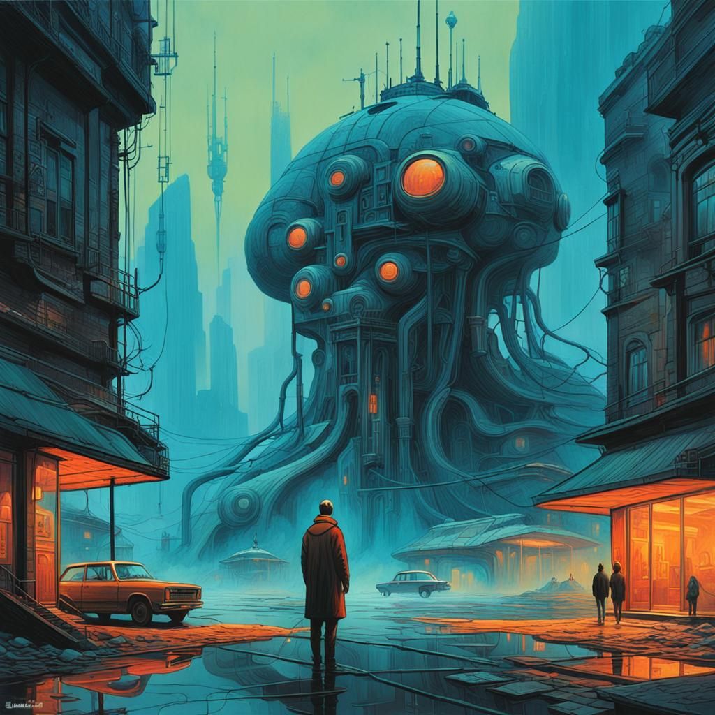 Abstract Meditation Figure in Biomechanical Style