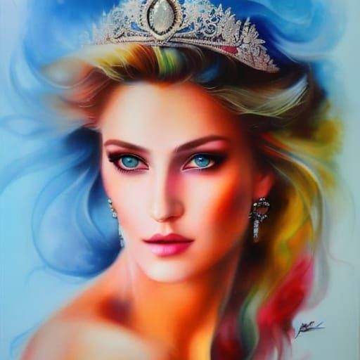 Blue-Eyed Princess with Diamond Tiara Portrait