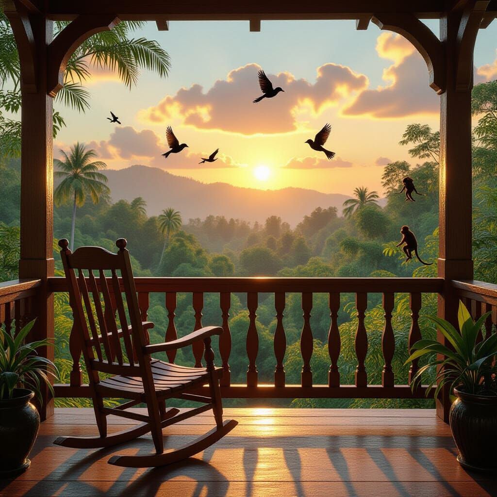 Jungle View from Porch as 3D Digital Art
