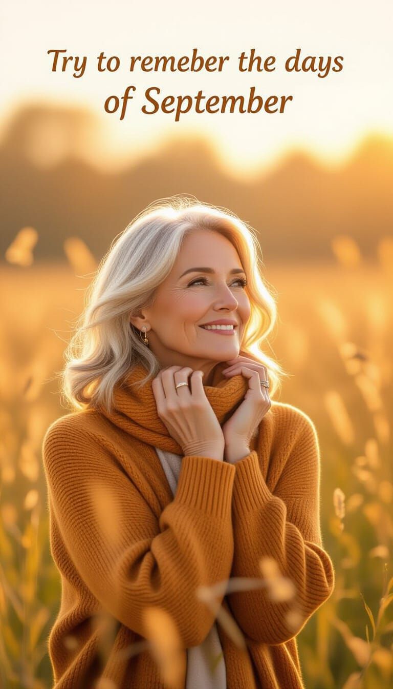 Nostalgic Woman Reminiscing in Golden Light