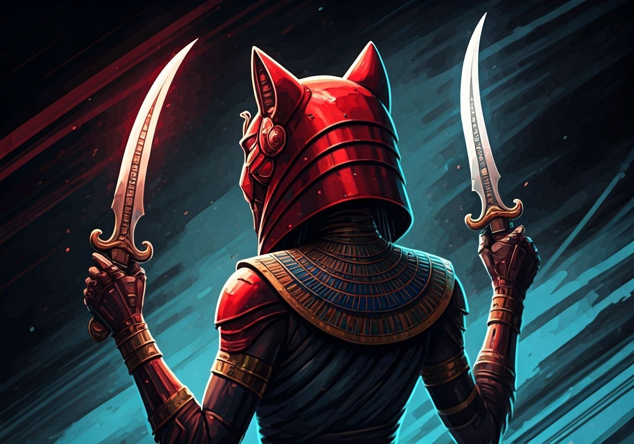 Bastet in Futuristic Dystopia with Daggers