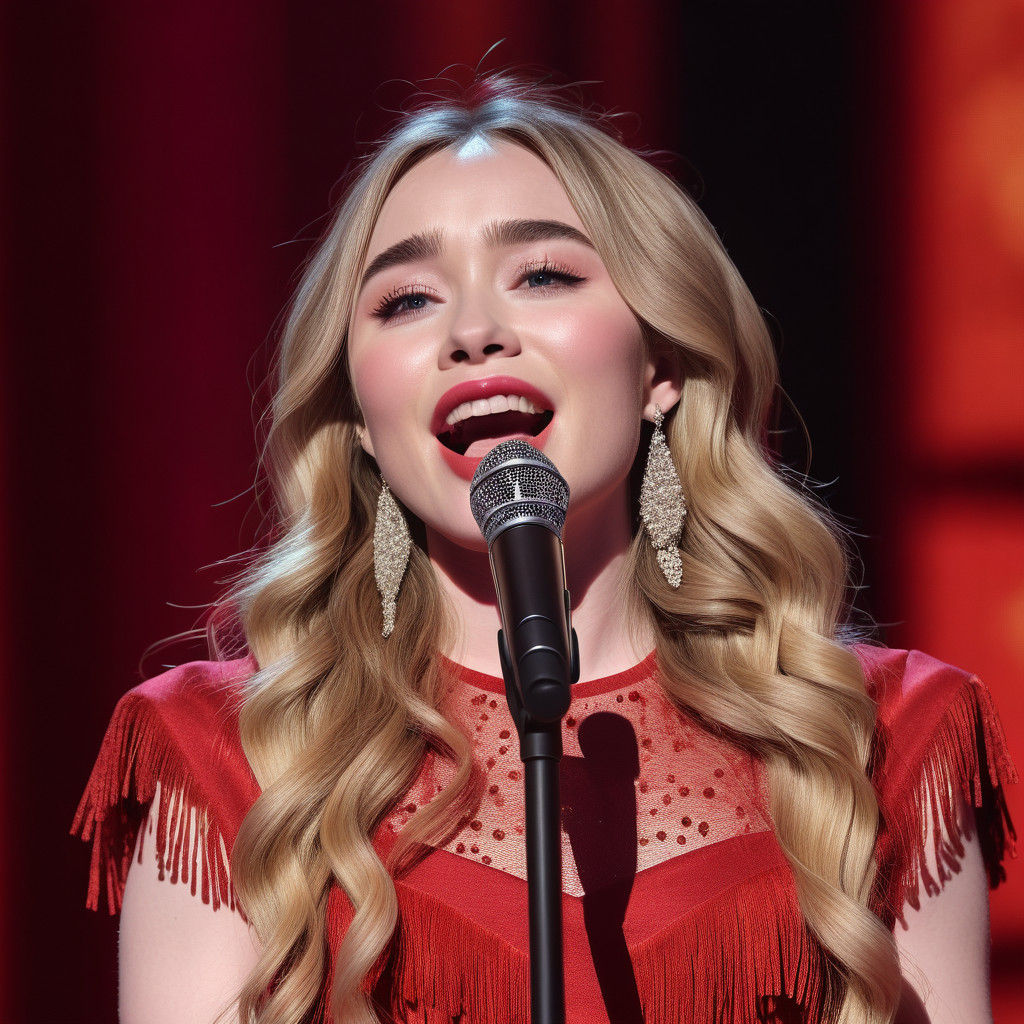 Singing Pop Star in Vibrant Hyperrealistic Portrait