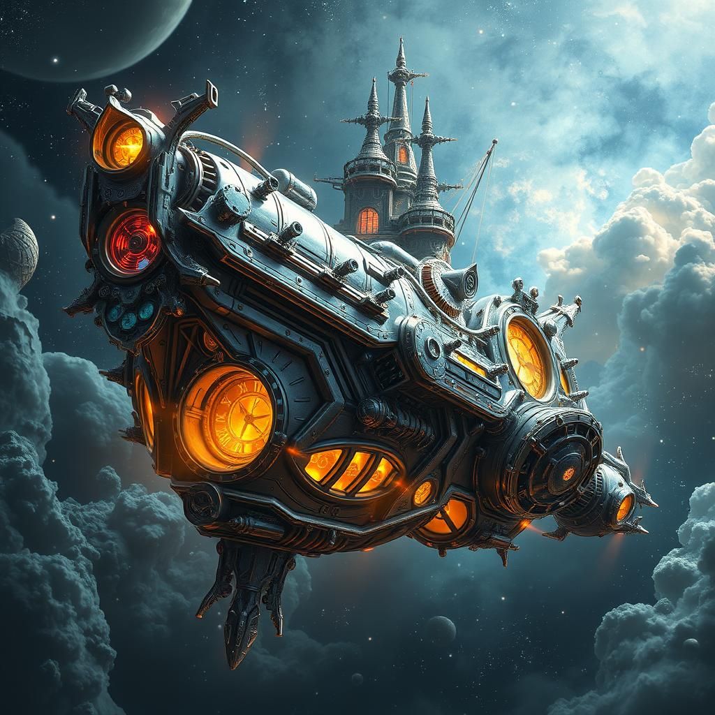 Grandiose DragonBat Vessel Navigating Cosmic Winds