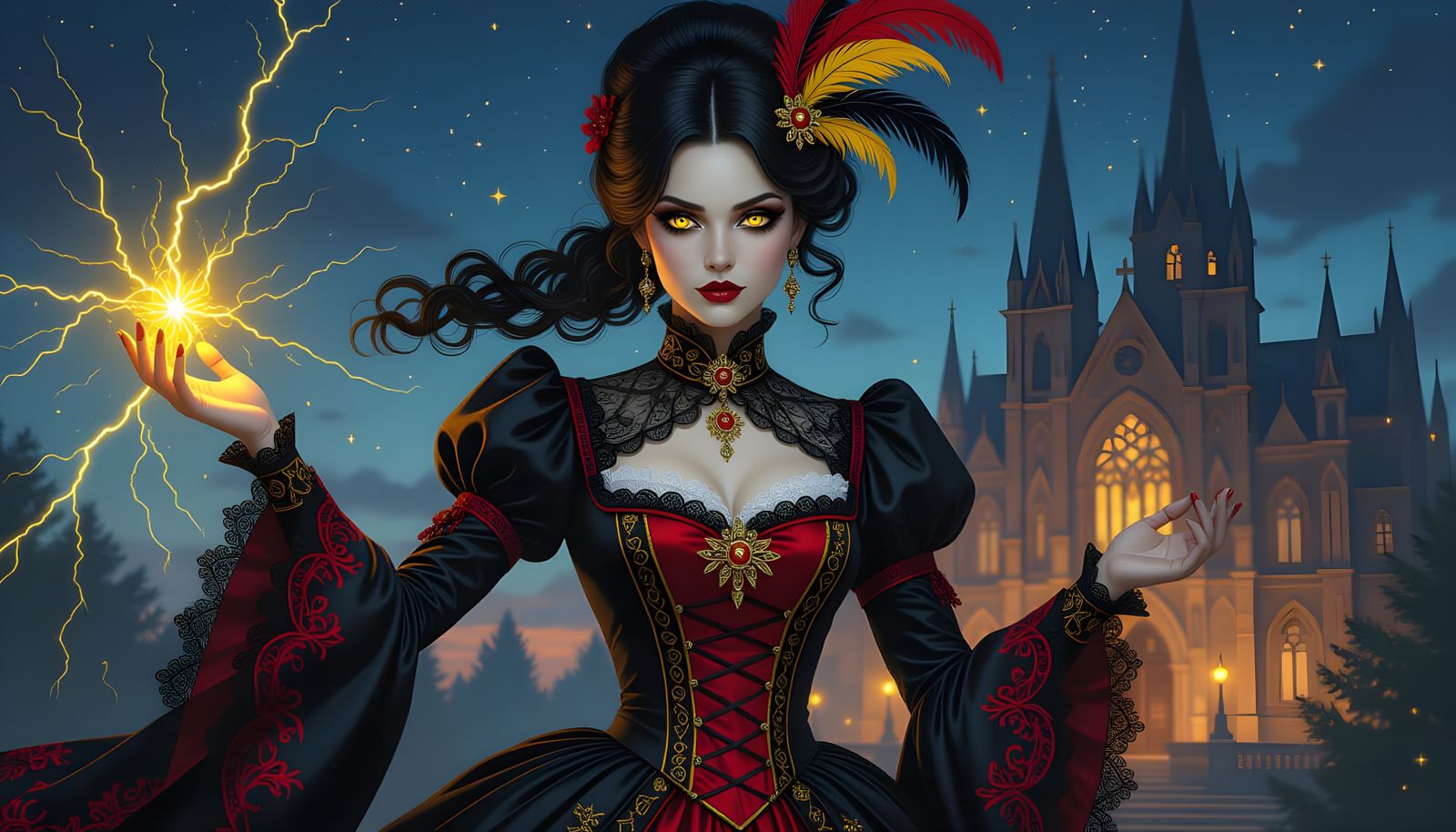 Gothic Woman Summons Spirits in Hyperrealistic Portrait