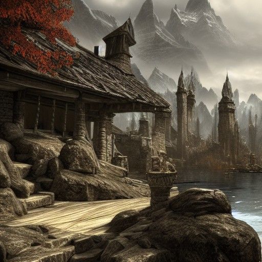 Detailed Skyrim Matte Painting in Fantasy Concept Art Style