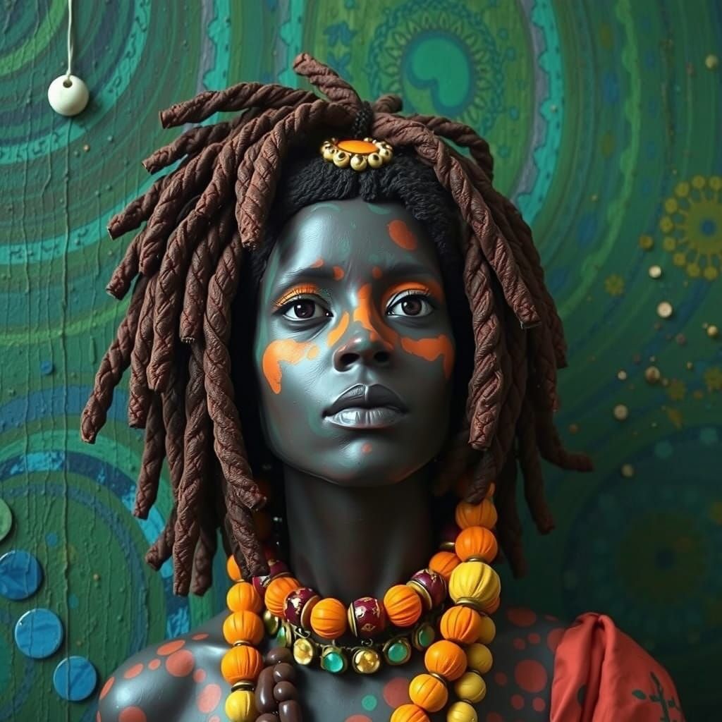 Clay Rasta Goddess in Expressionist Style