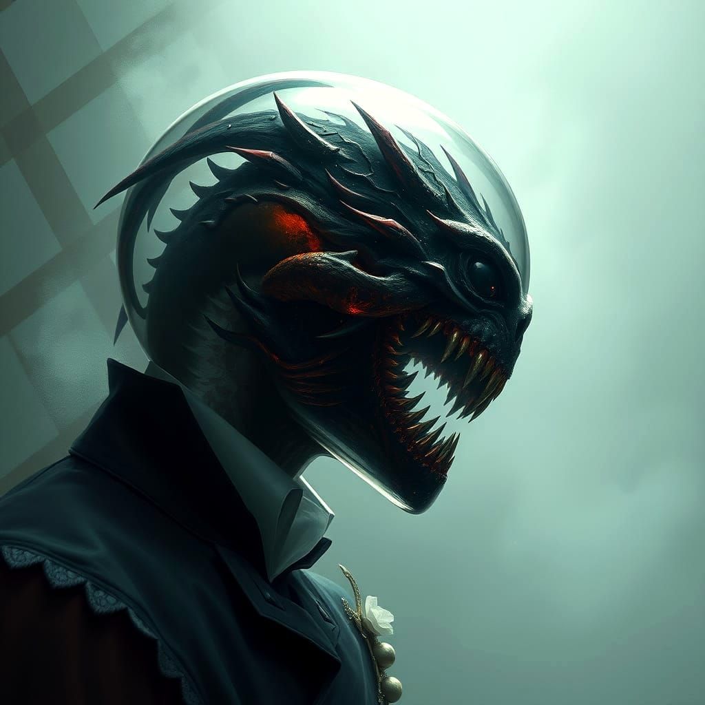 Transparent Head Reveals Monster, Goya and Rutkowski Style