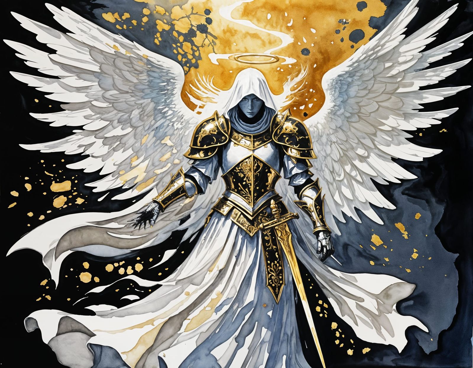 Majestic Angel Warrior in Gothic Armor