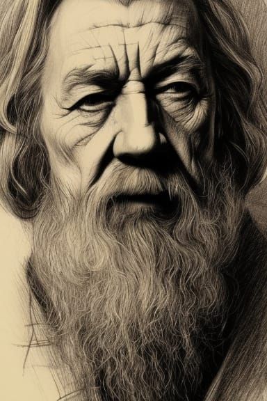Gandalf Portrait in Baroque Style with Pipe Smoke