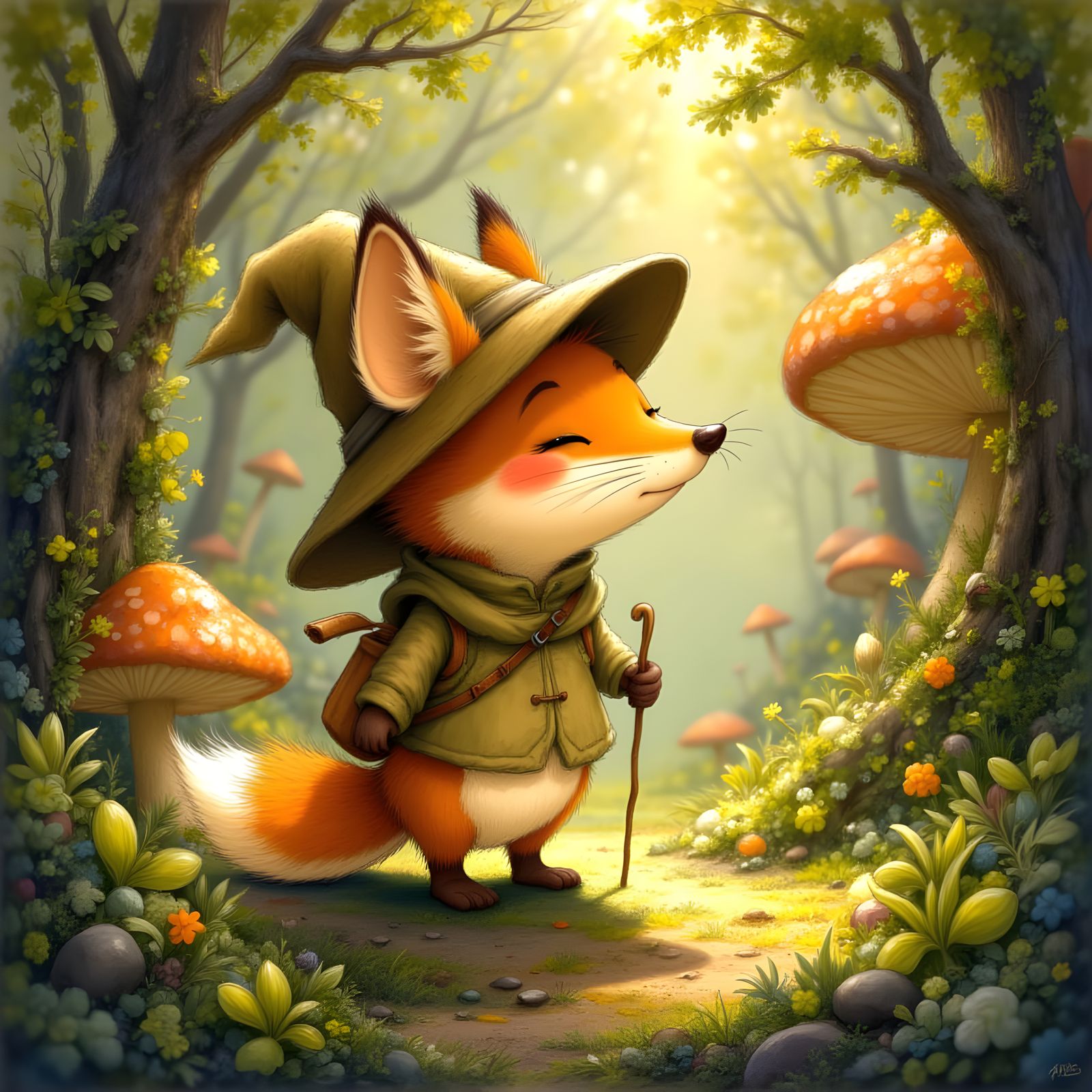 Cute Fox Adventurer in Enchanted Forest