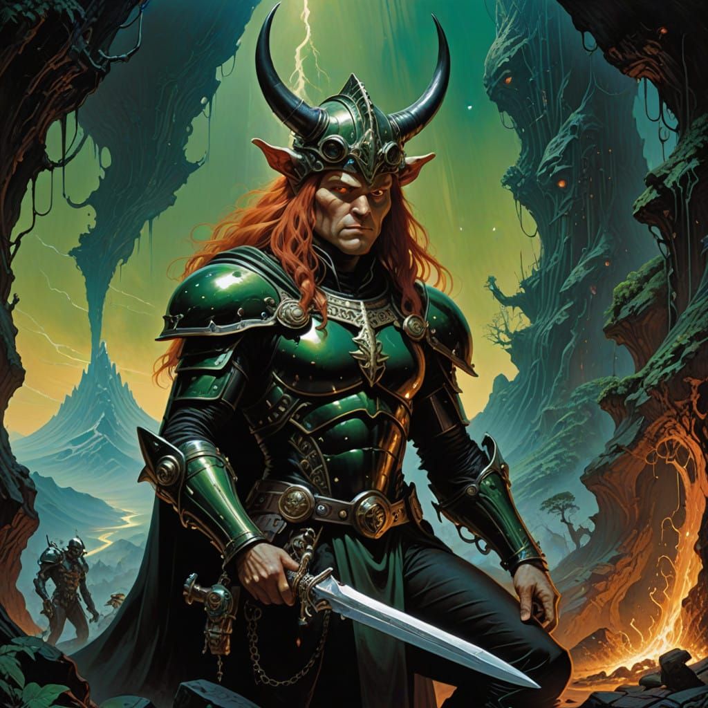 Alien World Picnic with Leprechaun, Minotaur and Fiery Redhe...