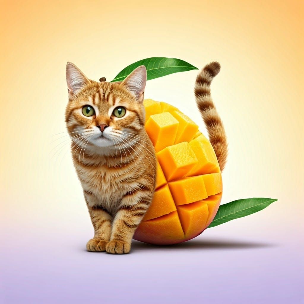 Fruitful Feline in Whimsical Wonderland