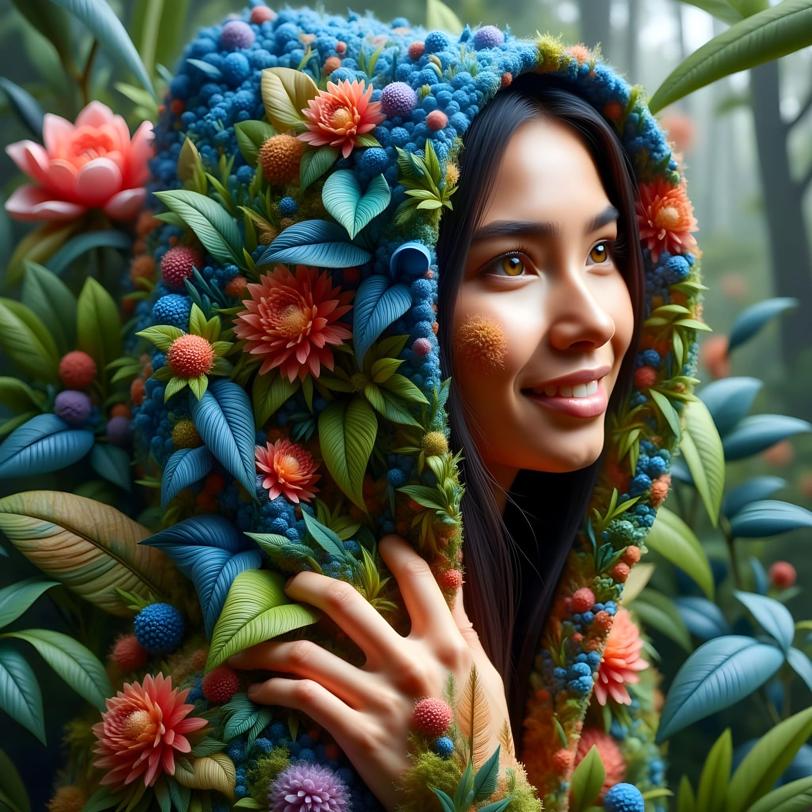 Ethereal Amazonian Goddess in Iridescent Ceramics and Cellop...