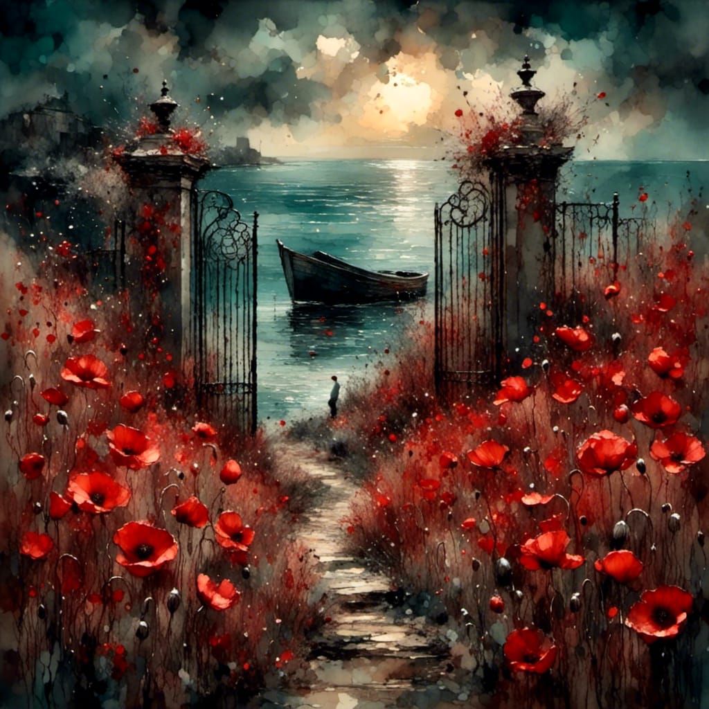 Red Poppies: Impressionistic and Cubist Fusion