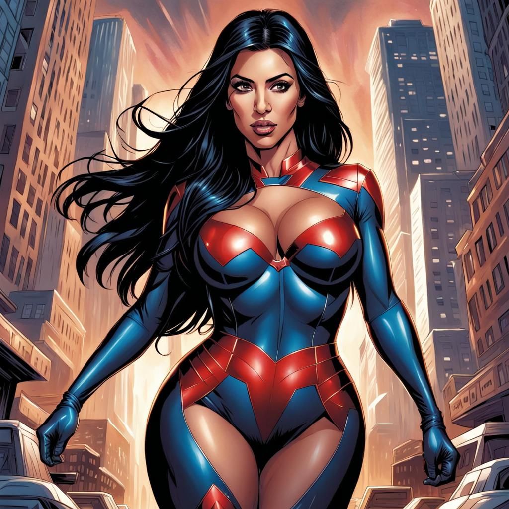 Kim Kardashian as a Comic Book Superheroine