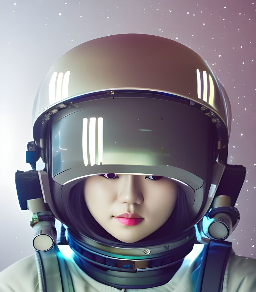 Samurai Girl in Space with Galaxy Backdrop